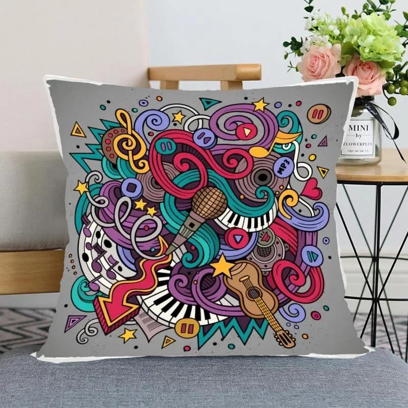 Music Theme Series Pillowcases, Living Room Sofa Chair Cushion Covers, Bedroom Home Decoration Gifts