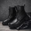 Genuine Leather Motocross Boots For Men Handmade Men Casual Shoes 2024 New Men's Basic Boots High Top Male Lace-Up Walking Shoes