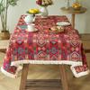 Retro Cotton Linen Floral Rectangular Tablecloth Elegant Dust Proof Cover For Wedding Party Dining Room Decor