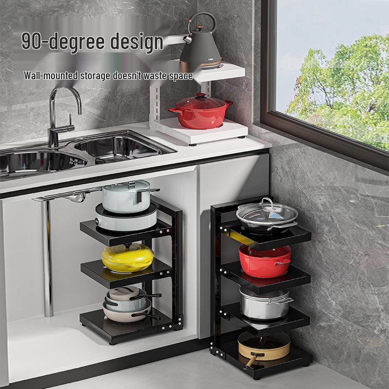Adjustable Multi-layer Kitchen Storage Rack for Pots and Lids