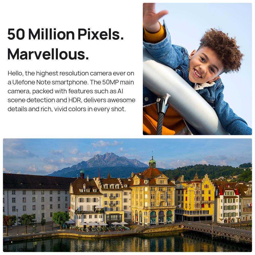Ulefone Смартфон Note 16 Pro, 512 ГБ ПЗУ/128 ГБ ПЗУ/256 ГБ ПЗУ, Android 13, глобальная версия, телефон, 50 МП, 6,52 дюйма, 4400 мАч, GPS, 4G, сотовая связь