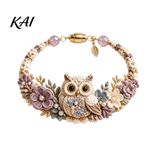 Bracelet Making Supplies DIY Woven Animal Kit, Handmade Fox Cat Deer Bird Kit Crafts, Floral Crochet Set for Beginners Adults