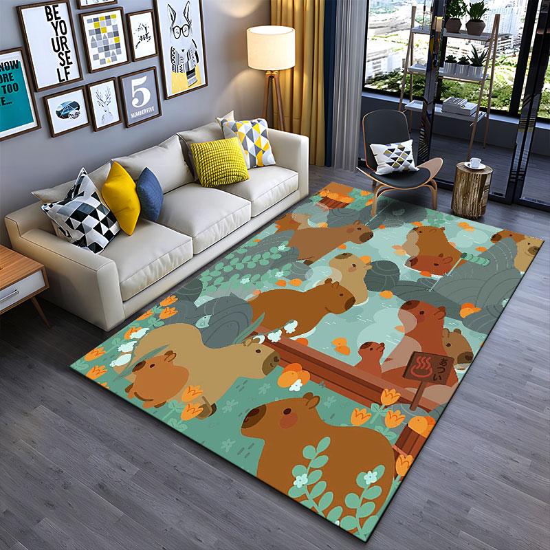 Capybara Hot Spring Pattern suitable as a non-slip mat for the living room or bedroom sofa