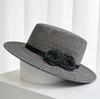 French small fragrant straw hat women's summer lace-up flower flat hat seaside beach travel sun hat top hat