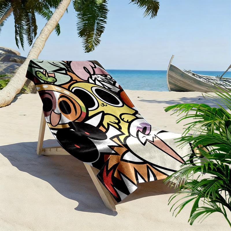 Cartoon graphic 2D Flat Print Beach Towel, Large Soft Quick Dry Towel for Beach Camping SwimmingXSTJ0915394