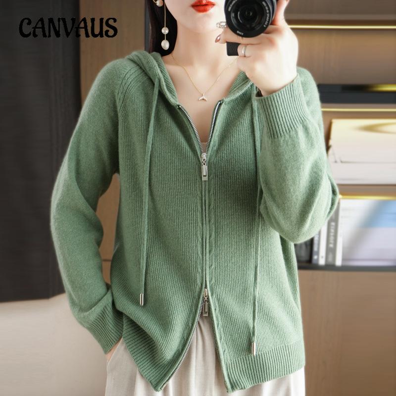 Модный кардиган с капюшоном на молнии для женщин, однотонный свитер на осень и зиму, повседневный универсальный свитер, трикотаж