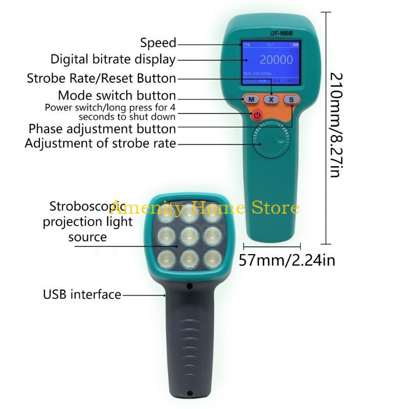 F26C Ручной цифровой стробоскопический тахометр LED вспышка с цветным LED дисплеем Высокоточный тахометр Простое использование для обслуживания