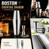 Набор шейкеров для коктейлей Boston из нержавеющей стали Профессиональный стакан для смешивания от бармена Барный инструмент для домашнего и коммерческого использования Прочный и легко моющийся