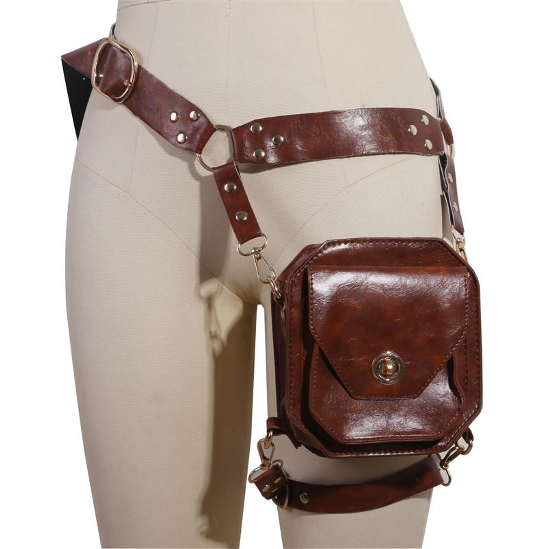 Square Hip Bags Women's Vintage Style PU Cross Leg Bag Waist Bags Biker Wind Side Bag Medieval Knight Outdoor Leg Cell Phone Bag