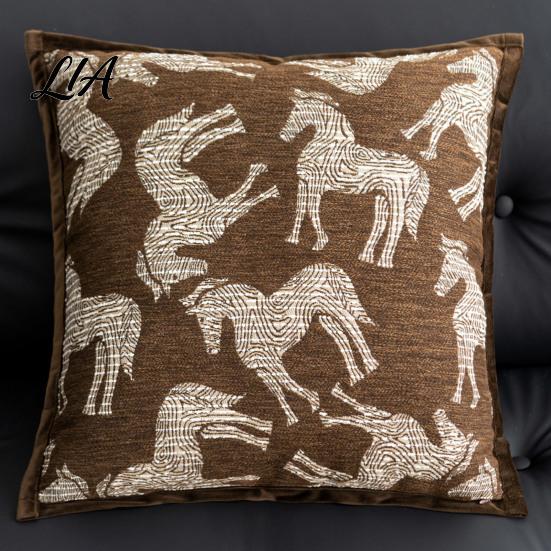 Skin Friendly Bedding Accents Maillard Color Cushion Cover, Mid Century Modern Throw Pillow Striped or White Washable Couch Protectors Horse Pattern,