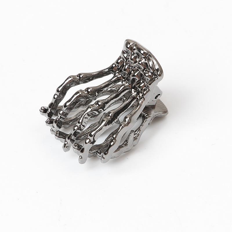 Halloween Gothic Alloy Skeleton Hand Grip Clip Girls Ponytail Bangs Hair Clip Retro Fashion Headwear Jewelry