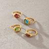 Uworld Multicolor Geometric Zircon Rings For Women Minimalist 18K Gold PVD Plated Stainless Steel Rings Fashion Jewelry Gift