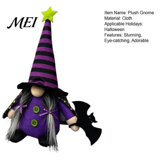 Star Striped Peaked Hat Gnomes Halloween Gnome Decoration, Witch Swedish Tomte Ornament, Plush Handmade Fabric Dwarf Dolls Scandinavian Elf for Party