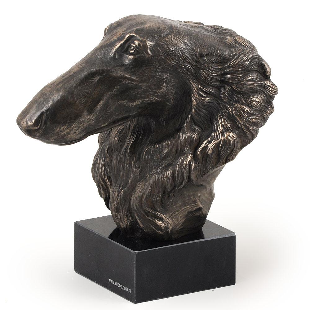 Chart Rosyjski Borzoj, Borzoi, Barzoi - Statuetka Psa, Popiersie Na Kamiennej Podstawie, Rzeźba, Trofeum Na Wystawę Psów Marki Art-Dog