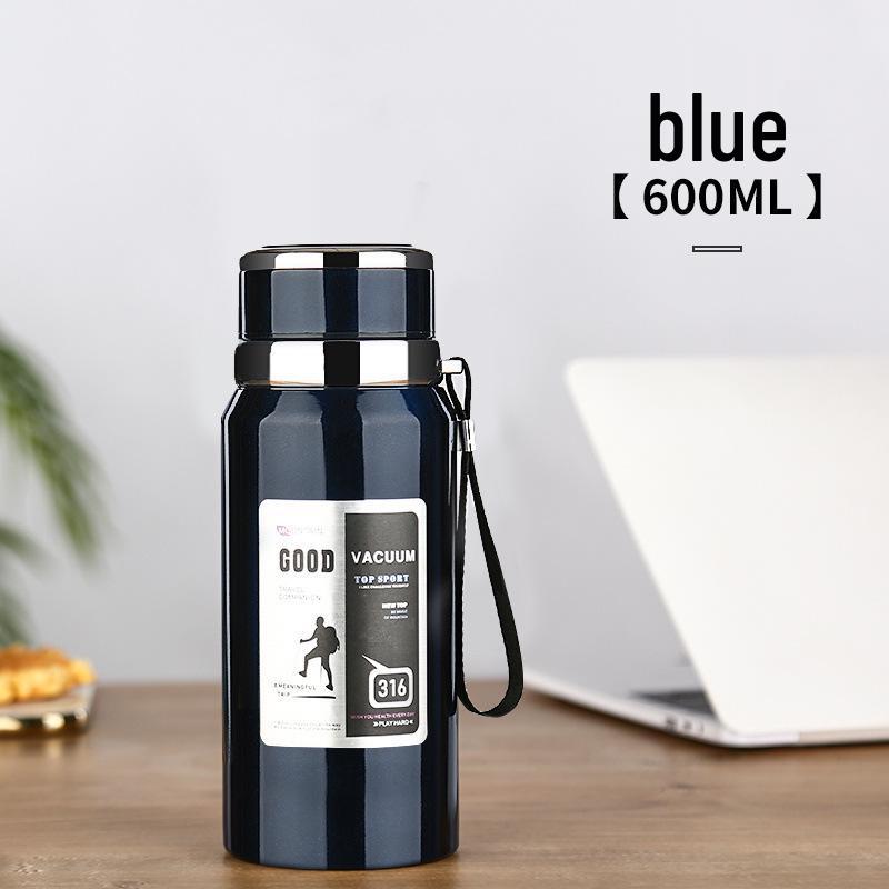 Изолированная чашка для воды из нержавеющей стали 316 с ситечком для чая - 1000 мл/1500 мл, большой вместимости для автомобиля, студентов и использования на открытом воздухе