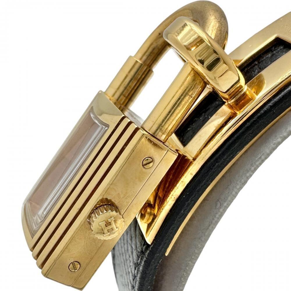 Used 【HERMES/Hermes】Watch GP/Leather Quartz Champagne Gold Dial/Black Leather Ladies [Used] [Mako Shouten] [GD]