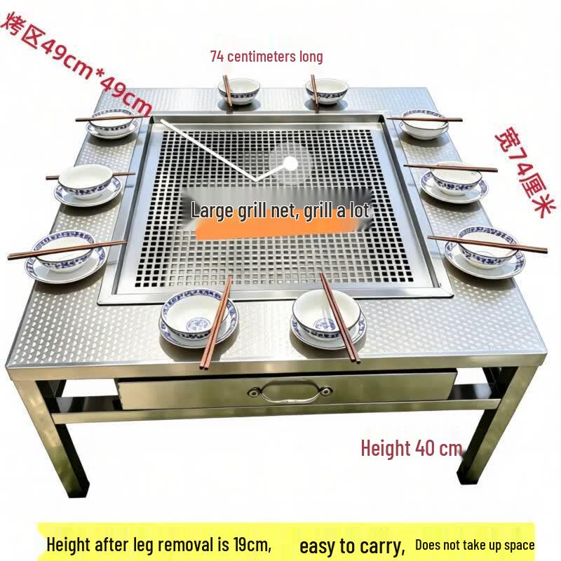 JINGGENG Foldable Stainless Steel BBQ Camping Table