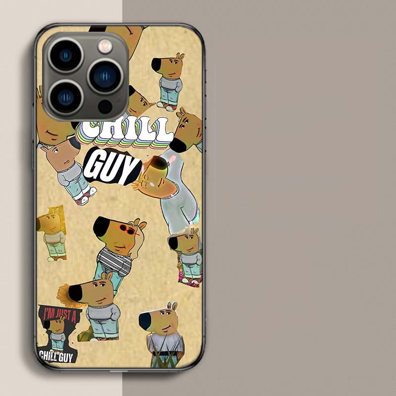 Чехол-мем 'Chill Guy' для iPhone 17 Air 15 Pro 14 Plus 16 Pro Max 17E 16E 12 13 Mini 11 Чехол Милые Fundas