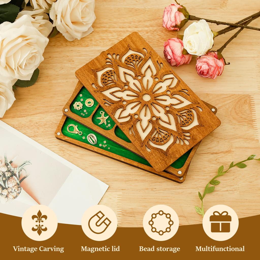 Лоток для классификации бусин Уникальные резные узоры Магнитная крышка Многофункциональная доска для бисера для изготовления ожерелий и браслетов