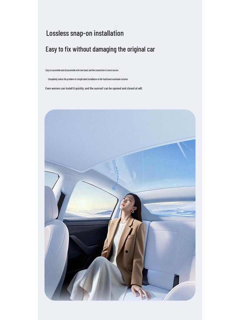 Tesla Model Y L3 Facelift Graphene Sunroof Sunshade Canopy - Sun Block & Heat Insulation.