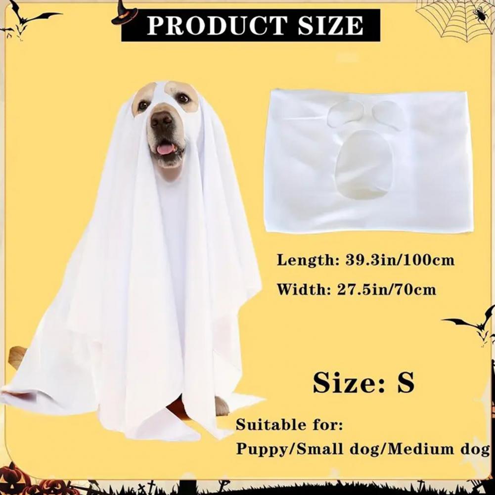 Halloween Pet Costume Scary Dog Cosplay Ghost Cloak Hood Outfit Breathable Festive Apparel for Halloween Christmas Masquerade