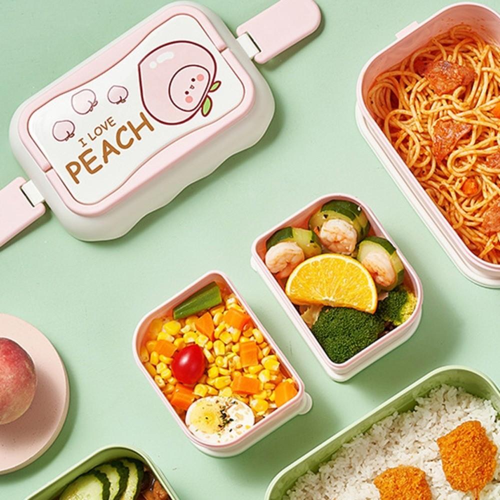 Fruit Pattern Plastic Lunch Box Drop-proof Compartment Lunch Box Cartoon Lunch Box Girls