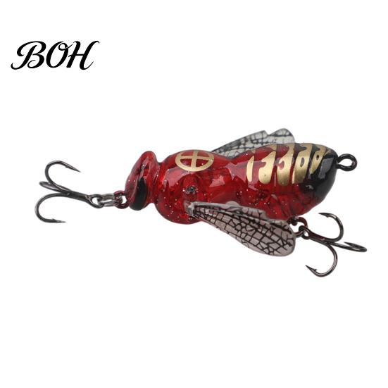 Bionic Wasp Bait 5G/4.8CM Topwater Lure, Floating Hard Hornet Lure with Acoustic Noise Steel Ball, Artificial Insect for Freshwater Saltwater Fishing