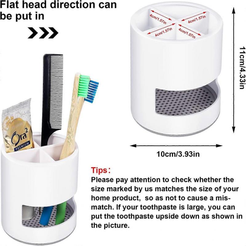 2 PCS Toothbrush Holder,Ventilated Mould-Proof Toothbrush Caddy Bathroom Organizer,White Small Tough Toothbrush Pot Stand