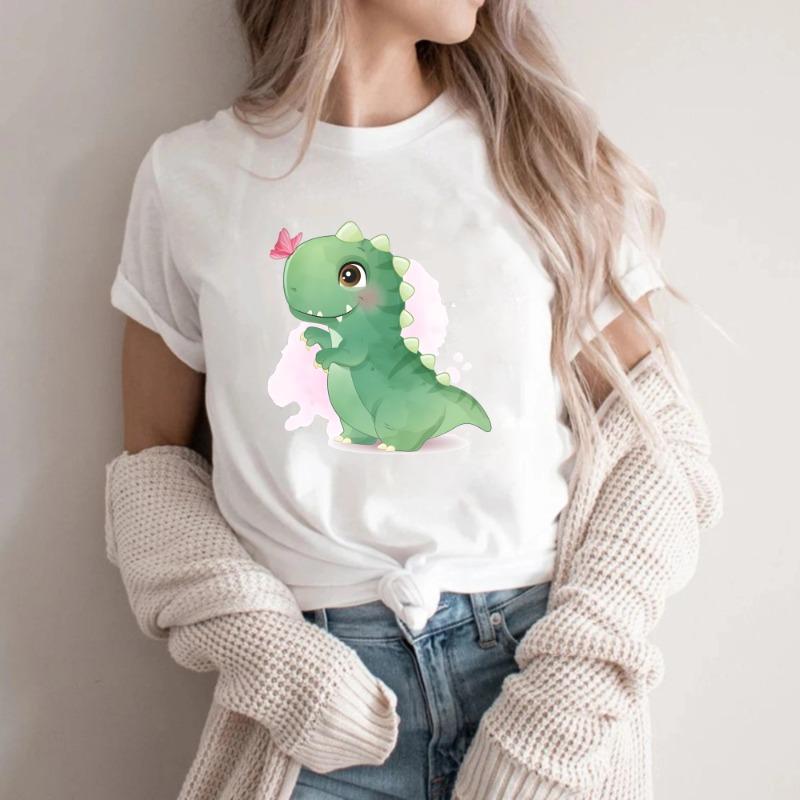 Womens Cute Angry Dinosaur Tshirt Fabric Is Comfortable and Soft Suitable for Daily Wear Vintage Clothes Women Clothes