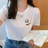 Летняя белая футболка женская с коротким рукавом студенческая ulzzang универсальная свободная футболка с полурукавом Харадзюку BF топ тренд 70547