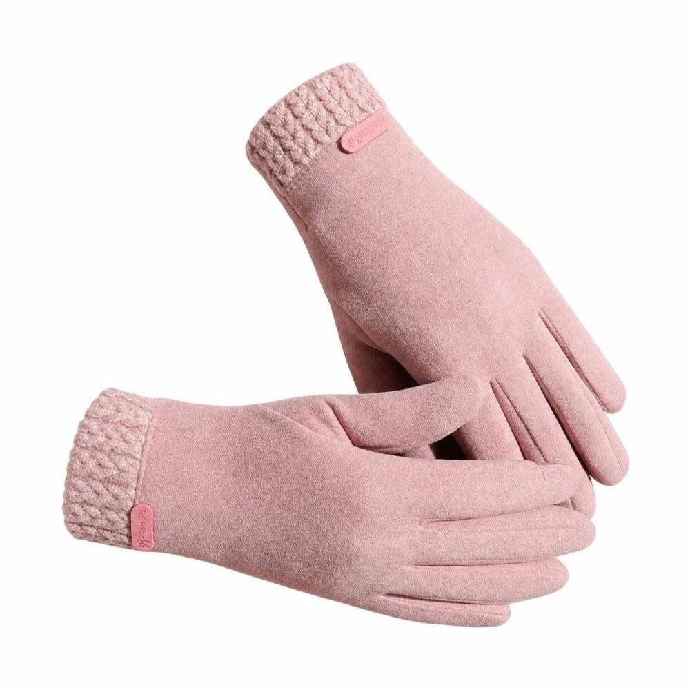1pair Windproof Winter Gloves Warm Lining Cycling Gloves Simple Driving Gloves  Women