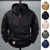 Осенняя мужская толстовка с капюшоном с защитой шеи и застежкой-молнией на половину длины с большим карманом