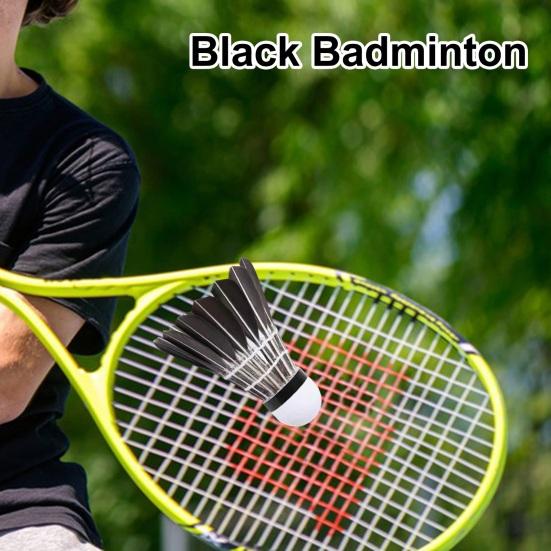 3/6/12Pcs Badminton Shuttlecocks Birdies Feather Shuttlecocks Black Duck Feather Badminton Balls for Indoor Outdoor Sports Training