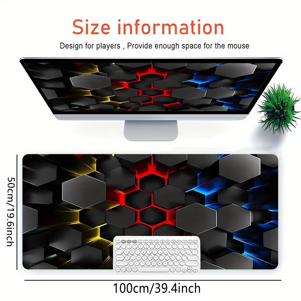1pc Large Gaming Mouse Pad, UV Reactive Non-Slip Desk Mat, Washable PolyesterHexagon, Neon, SpectrumComputer Pad with Vibrant Game Machine P