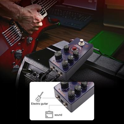 MOSKYAudio Overdrive, педаль эффектов для гитары, 4 переключателя режимов и регуляторы громкости/низких/высоких частот/усиления, компактный