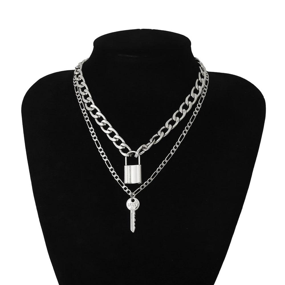 Key Lock Shaped Padlock Multi Layer Jewelry Clavicle Chain Fashion Accessories Necklaces Pendants