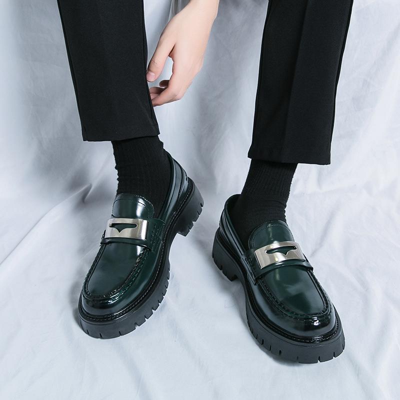 New Men Fashion Derby Shoes Luxury Fashion Thick Bottom Big Head Leather Shoes European Versatile Social Shoes Men Sizes 38-44