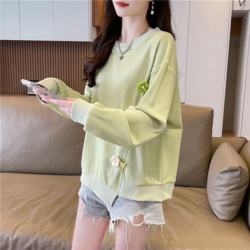 Дизайн Sense Niche Длинные рукава Новая универсальная корейская версия Свободный Плюс Размер Вафельный Толстовка с капюшоном для женщин