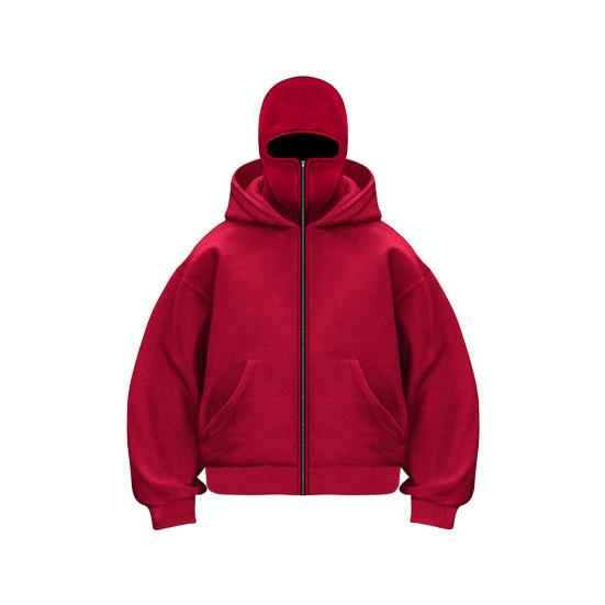 Unisex Balaclava Hoodie Warm Loose Hooded Jacket Zip-up Casual Jacket with Face Mask for Autumn Winter Outdoor Sports Street Wear