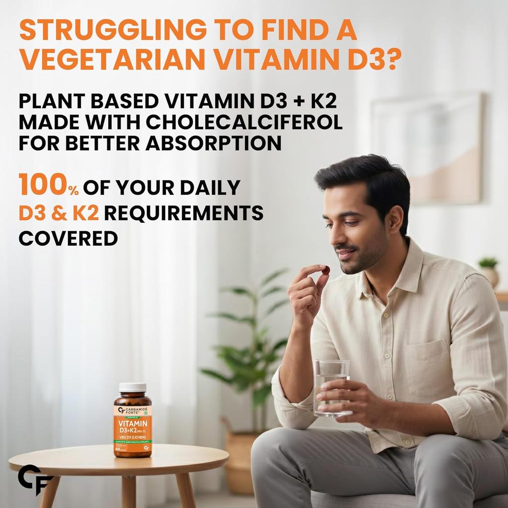 Carbamide Forte Vitamin D3 K2 Supplement 120 Tablets for Bone, Heart, and Calcium Support