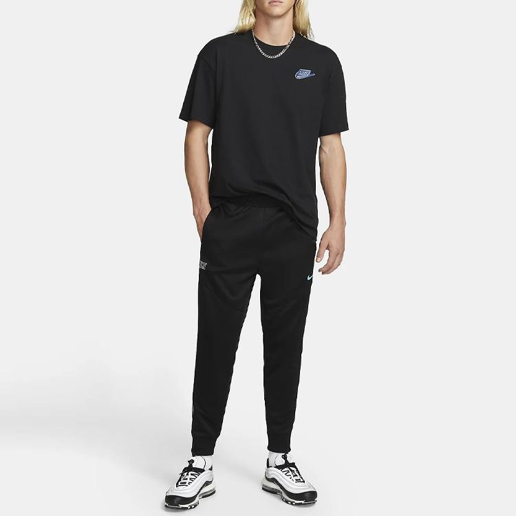 Nike Футболка с круглым вырезом и коротким рукавом с буквенным принтом и логотипом, мужские топы, черные DZ2836-010