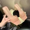 Женские тапочки Темпераментные Прозрачные ПВХ Средний каблук Тапочки Летние Новые Мюли Тапочки для Женщин Удобные Прохладные Тапочки