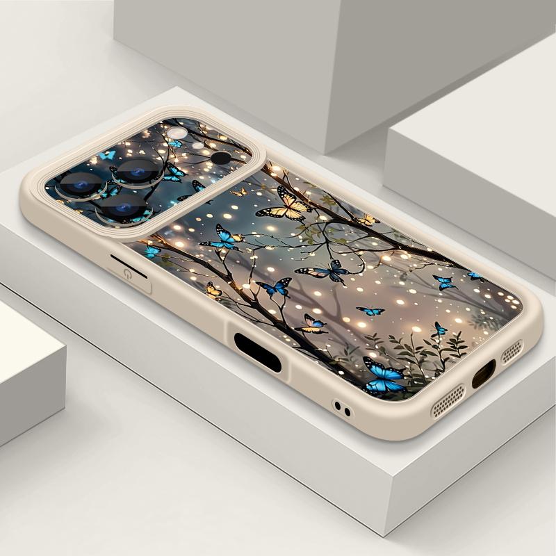 Glowing Fantasy Butterfly Pattern Case For iPhone 17 Pro Max Funda Shockproof Bumper Cover For iPhone 16 Pro Max 15 14 13 12 11 Air 16E