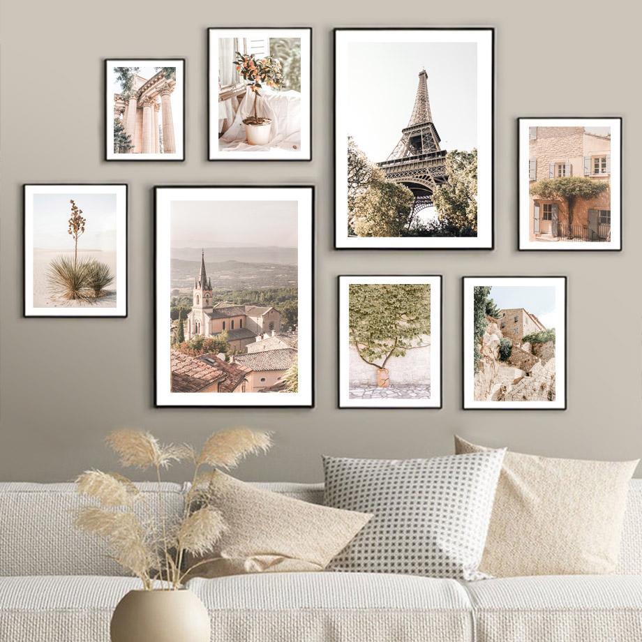 Французская деревня, белая пустыня, апельсиновое дерево, скандинавские постеры и принты, Париж, Рим, настенная живопись на холсте, украшение для дома, гостиной