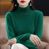 Genuine Women's High-Neck Wool Cashmere Pullover Sweater, Slimming & Loose Fit