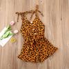 Летняя одежда для малышей, шорты на подтяжках для маленьких девочек, детский комбинезон без рукавов с леопардовым принтом, брюки на бретельках