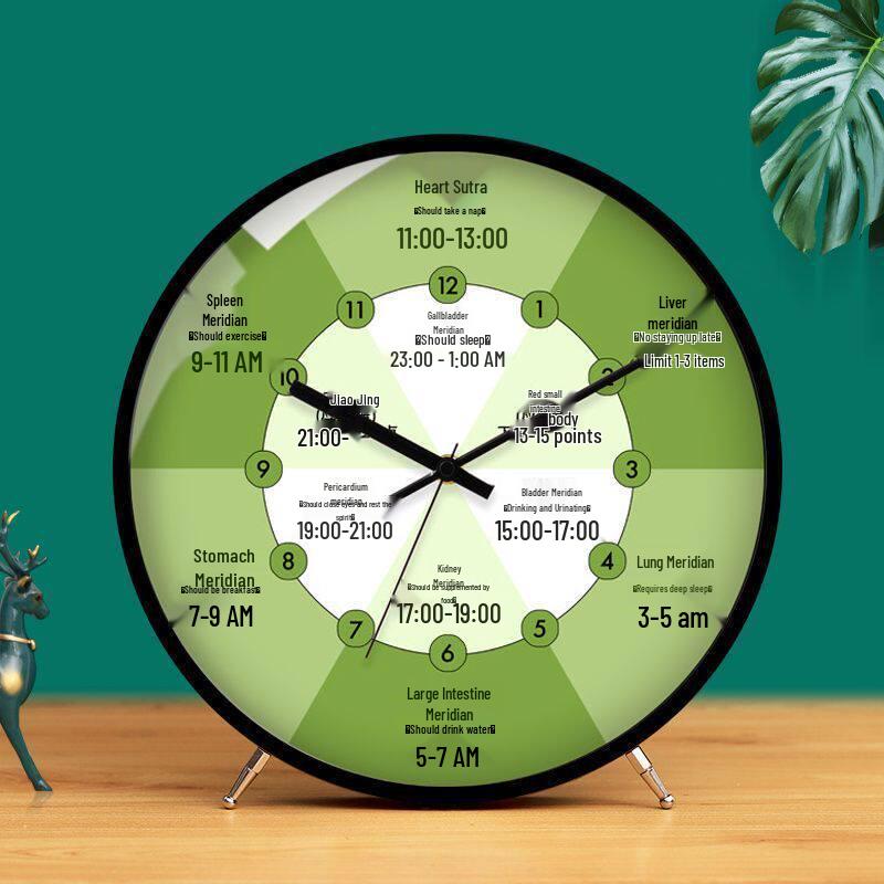 Ziwu Liuzhu Traditional Chinese Medicine Silent Desk Clock for Spa and Living Room