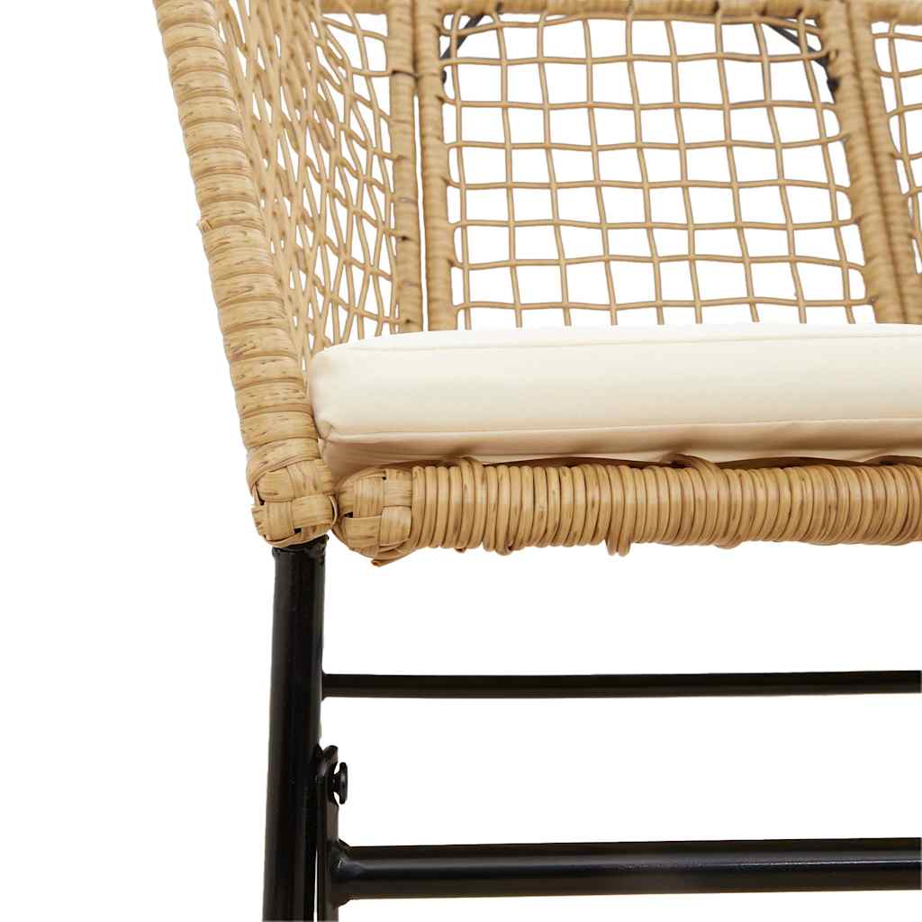 5 Piece Outdoor Dining Set with Cushions Brown Poly Rattan & Glass