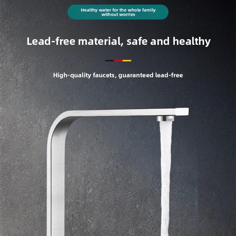 Square Kitchen Hot Cold Water Faucet with Ceramic Valve Core Swivel Basin Splash-Proof Mixing Valve for Vegetable Dish Washing
