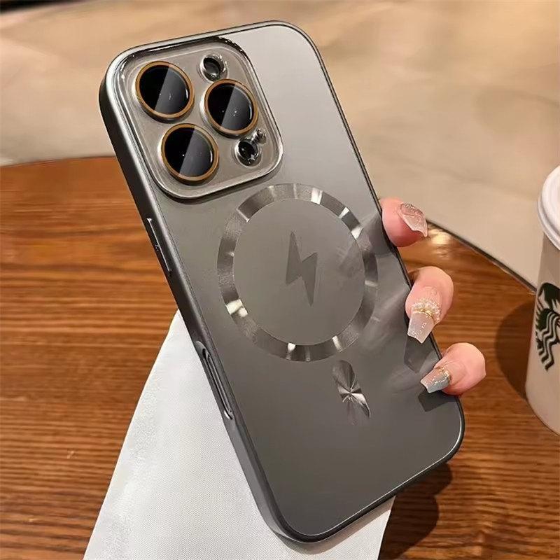 Для Magsafe Lightning AG Матовый чехол для iPhone 16 15 14 Plus 13 12 Pro Max 11 Защитная крышка для камеры Магнитный беспроводной зарядный чехол